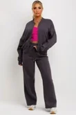 Slate Grey Bomber Sweatshirt With Straight Leg Jogger