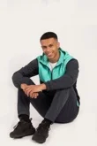 Mens Mint Colourblock Hooded Zip-Up Tracksuit Set