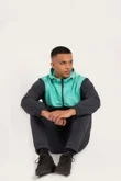 Mens Mint Colourblock Hooded Zip-Up Tracksuit Set