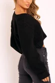 Black Cable Knit Cropped Button Cardigan