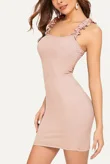 Blush Ruffle Strap Ribbed Bodycon Dress 