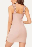 Blush Ruffle Strap Ribbed Bodycon Dress 