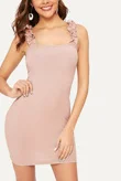 Blush Ruffle Strap Ribbed Bodycon Dress 