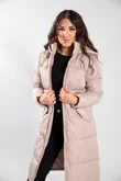 Stone Longline Hooded Puffer Coat 
