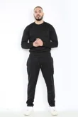 Black Crew Sweatshirt And Pintuck Jogger Tracksuit