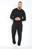 Black Crew Sweatshirt And Pintuck Jogger Tracksuit