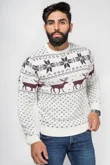 Mens Cream Nordic Stag Festive Christmas Jumper