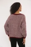 Wine Chunky Knit Buttoned V Neck Cardigan