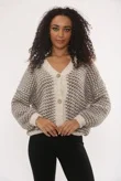 Mocha Chunky Knit Buttoned V Neck Cardigan
