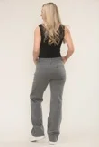 Grey Distressed Wide Leg Jeans with Cross Patch Detail