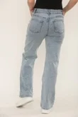 Blue Distressed Wide Leg Jeans with Cross Patch Detail