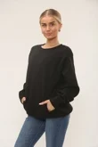 Black Long Sleeve Crewneck Casual Oversized Sweatshirt