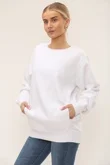 White Long Sleeve Crewneck Casual Oversized Sweatshirt