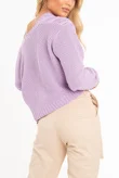 Lilac Cable Knit Cropped Button Cardigan 