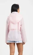 Pink Buttoned Waterproof Hooded Mac Jacket