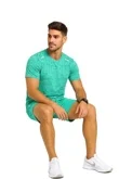 Mens Mint ctivewear T-Shirt And Short Set