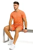 Mens Orange Activewear T-Shirt And Short Set