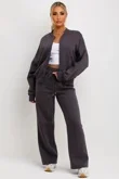 Slate Grey Bomber Sweatshirt With Straight Leg Jogger