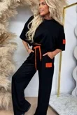 Black Graphic Badge Oversized T-Shirt With Wide Leg Trouser Co-Ord Set