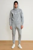 Mens Grey Full Zip Tracksuit With White Contrast