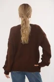 Brown Braided Cut Out Sleeves Buttoned Knit Cardigan