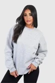 Grey Long Sleeve Crewneck Casual Oversized Sweatshirt