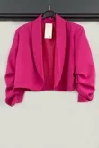 Hot Pink Cropped Blazer with Ruched Sleeves