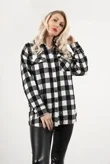 Black And White Checked Balloon Sleeve Shirt