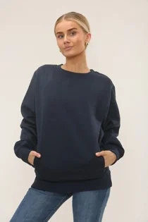 Navy Long Sleeve Crewneck Casual Oversized Sweatshirt