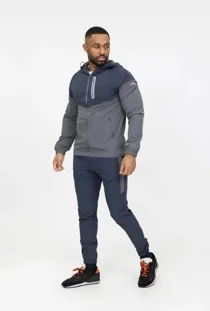 Slate Grey Hooded Softshell Windbreaker and Jogger Tracksuit Set