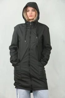 Black All Season Waterproof Hooded Raincoat Jacket