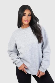 Grey Long Sleeve Crewneck Casual Oversized Sweatshirt