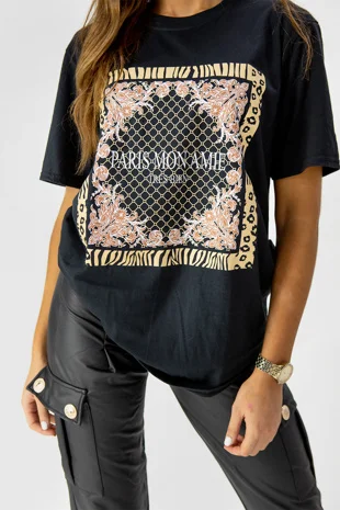 Black Paris Mon Amie Oversized Tee