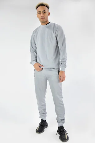 Mens Grey Sweatshirt And Jogger Set