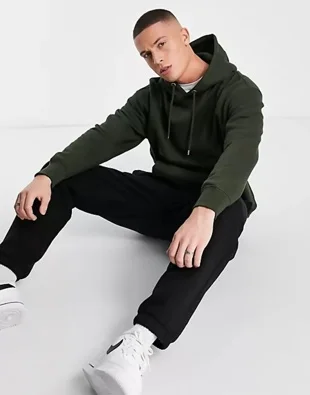 Khaki Oversized Casual Pullover Hoodie