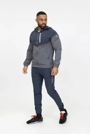 Slate Grey Hooded Softshell Windbreaker and Jogger Tracksuit Set