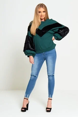 Denim Ripped Knee Frayed Hem High Waist Jeans