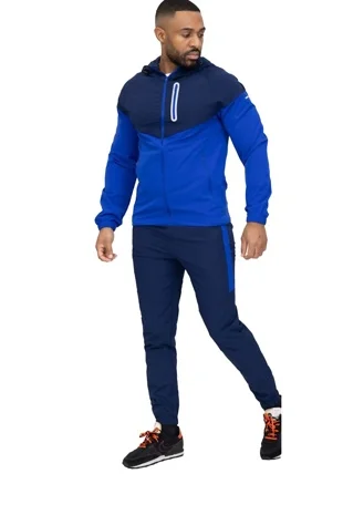 Blue Hooded Softshell Windbreaker and Jogger Tracksuit Set