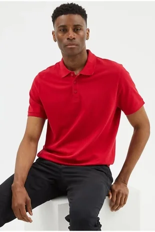 Mens Red Half Sleeve Polo T-Shirt