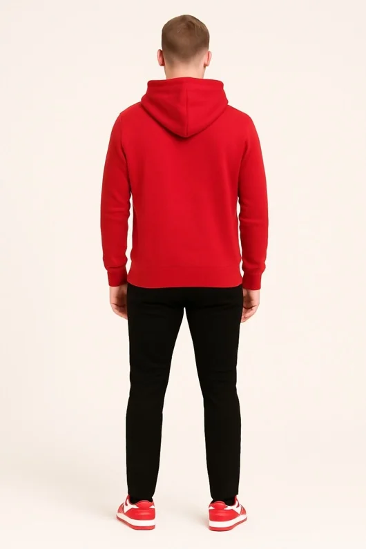 Red Oversized Casual Pullover Hoodie
