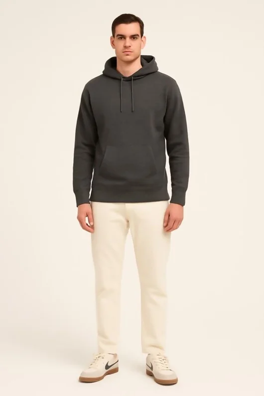 Charcoal Oversized Casual Pullover Hoodie