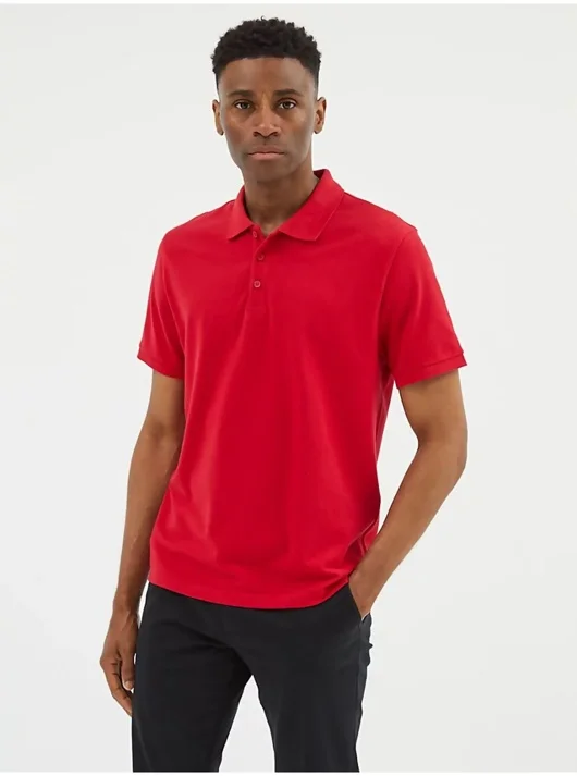 Mens Red Half Sleeve Polo T-Shirt