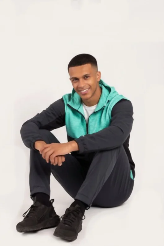 Mens Mint Colourblock Hooded Zip-Up Tracksuit Set