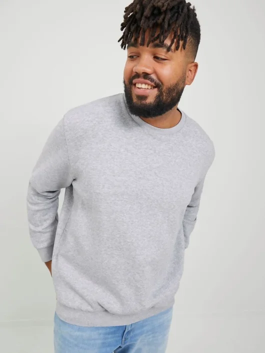 Mens Grey Oversized Crew Neck Sweatshirt