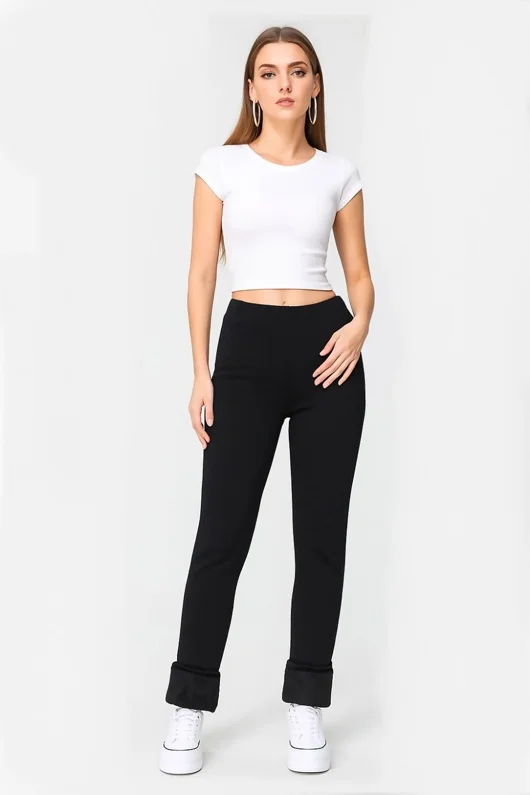 Black Fleece Lined Thermal Leggings