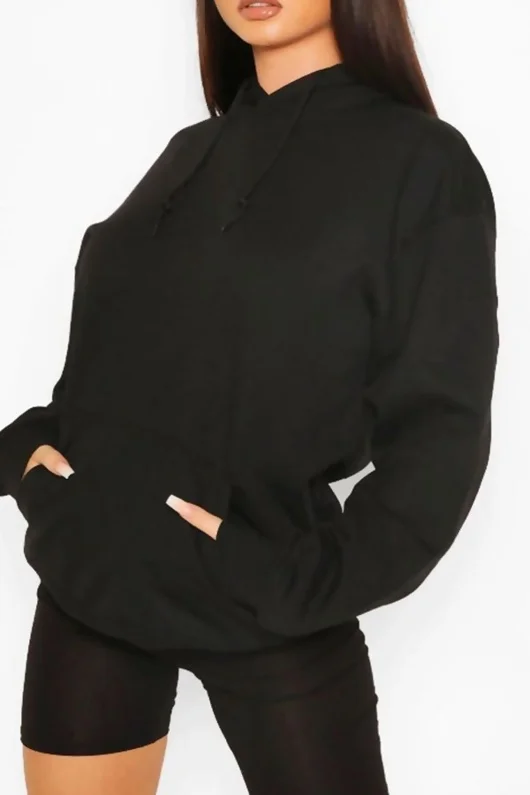 Black Oversized Pullover Hoodie