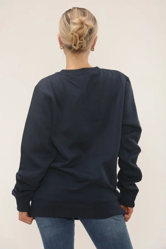 Navy Long Sleeve Crewneck Casual Oversized Sweatshirt