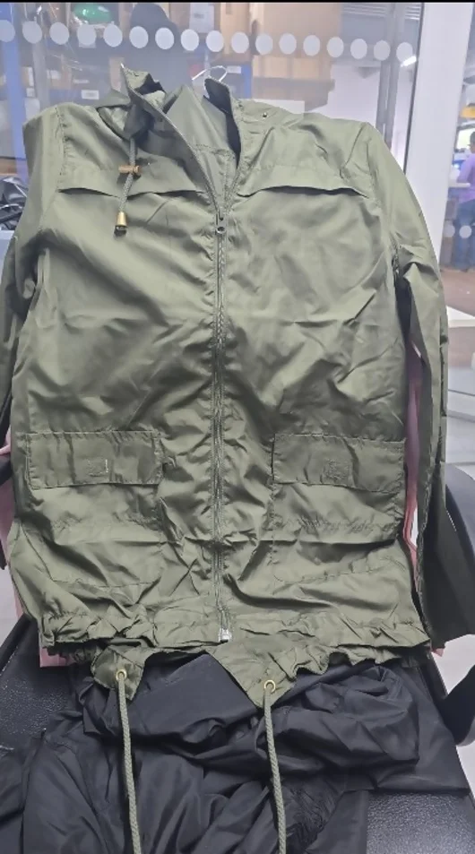 Khaki Zip Up Showerproof Hooded Mac Jacket