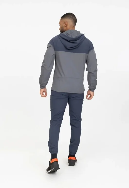 Slate Grey Hooded Softshell Windbreaker and Jogger Tracksuit Set