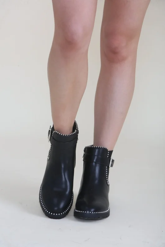 Black Studded Ankle Chelsea Boots